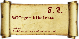 Bürger Nikoletta névjegykártya