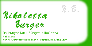 nikoletta burger business card