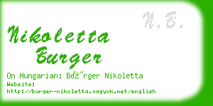 nikoletta burger business card